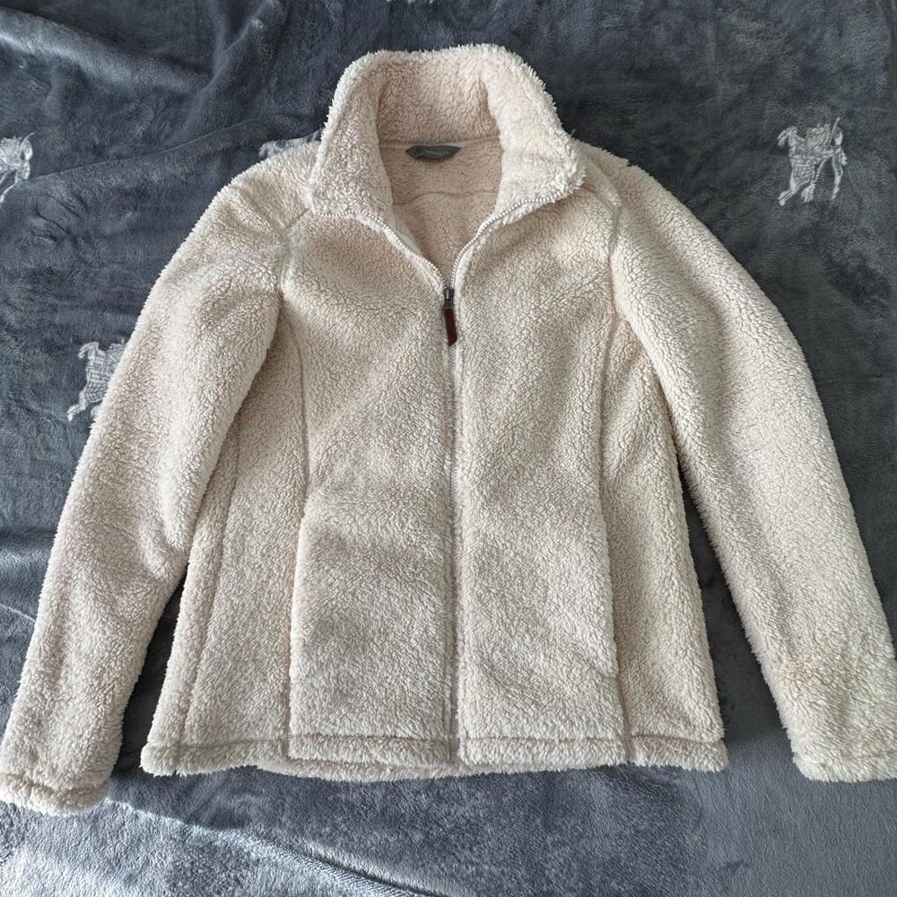 Cream fleece zip up jacket